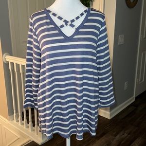 Crescent Women Blue 3/4 Sleeve Top